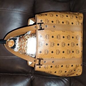Auth MCM Cognac Vesitos Tote Bag